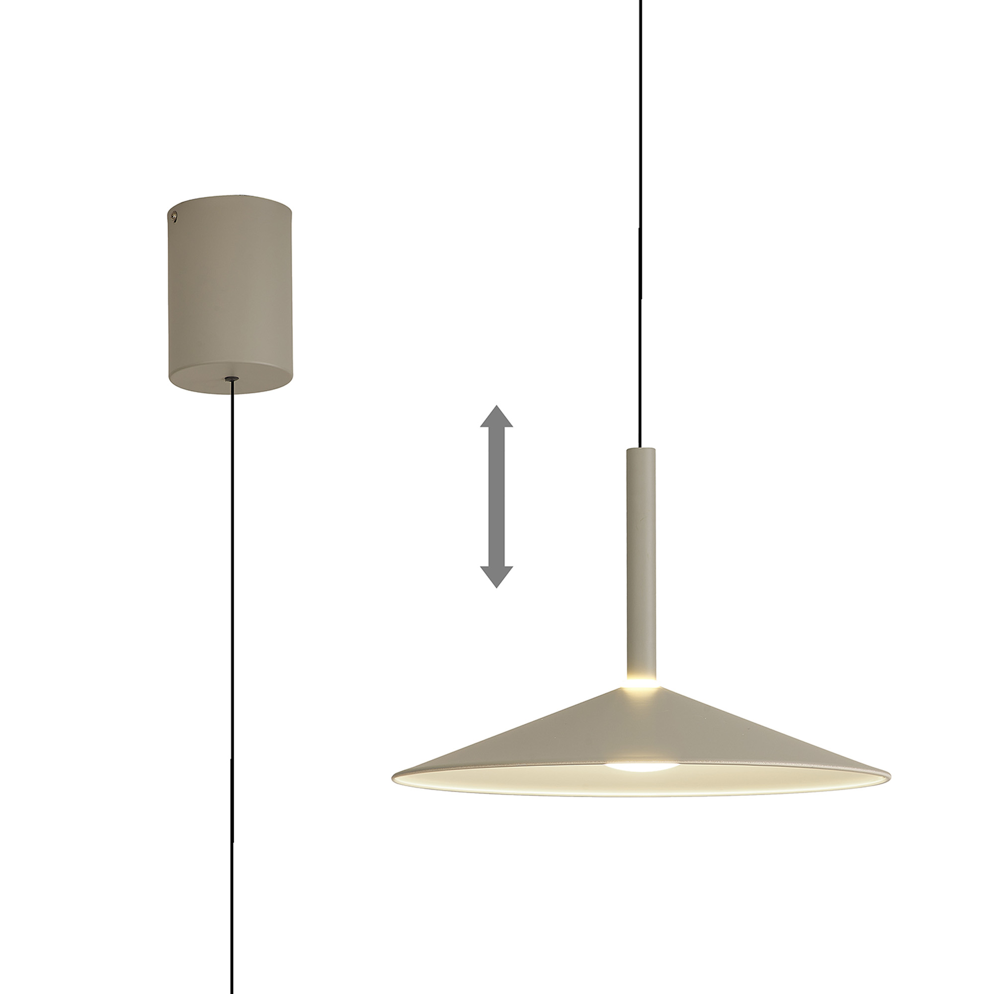 M7897  Calice 32cm Rise And Fall Pendant 9W LED 3000K Grey